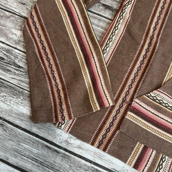WallFlower Womens Aztec Knit Long Sleeve Shirt Brown Black Tan Pink M Med Medium - Picture 8 of 13